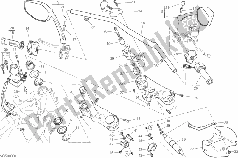 Alle onderdelen voor de Stuur van de Ducati Multistrada 1200 Enduro USA 2017